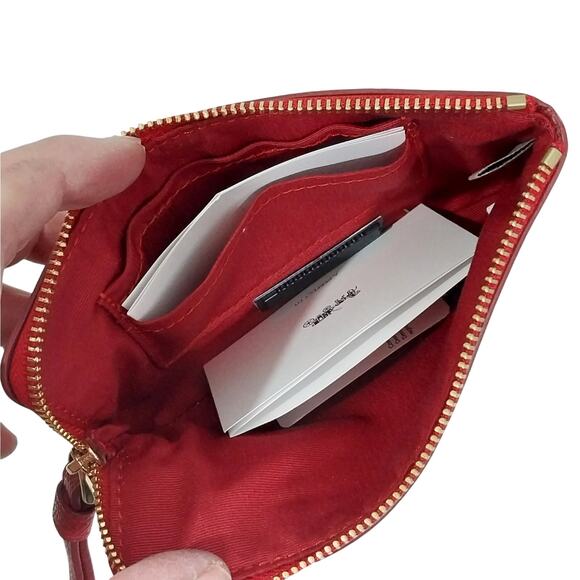 NWT! COACH! RICH RED GENUINE LEATHER WRISTLET, PURSE, BAG, WALLET! TAG INSIDE! - Picture 7 of 8